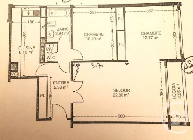 Appartement F3 à vendre - 3 pièces - 69.0 m2 - PARIS - 75020 - ILE-DE-FRANCE - Century 21 Pyrénées