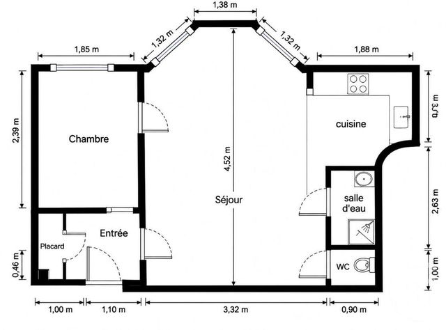 Appartement F1 à vendre - 2 pièces - 26.02 m2 - PARIS - 75019 - ILE-DE-FRANCE - Century 21 Pyrénées